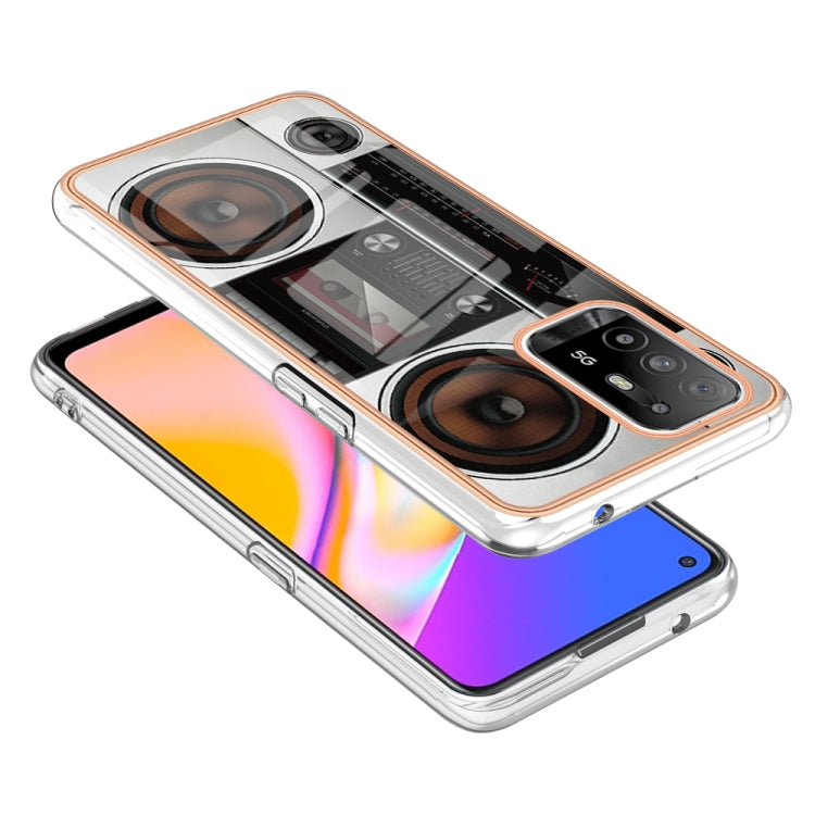 For OPPO A94 5G / A95 5G Electroplating Marble Dual-side IMD Phone Case(Retro Radio) by buy2fix