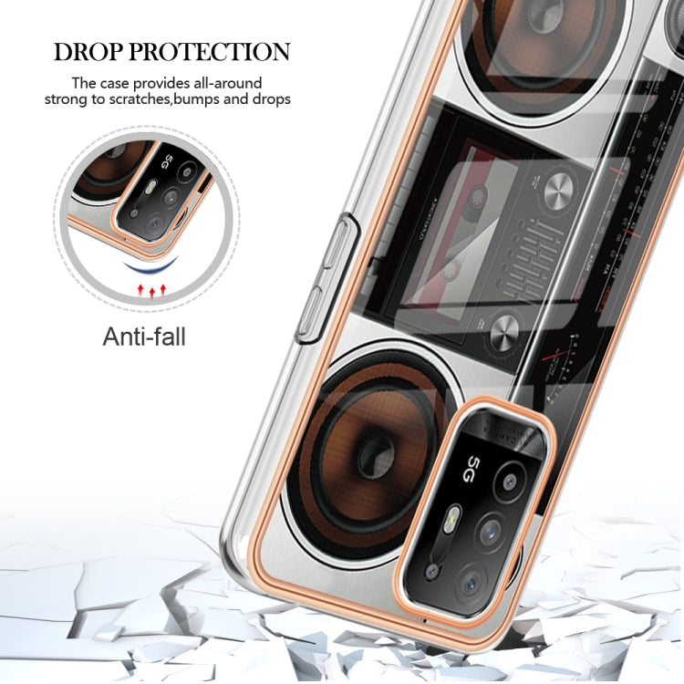 For OPPO A94 5G / A95 5G Electroplating Marble Dual-side IMD Phone Case(Retro Radio) by buy2fix