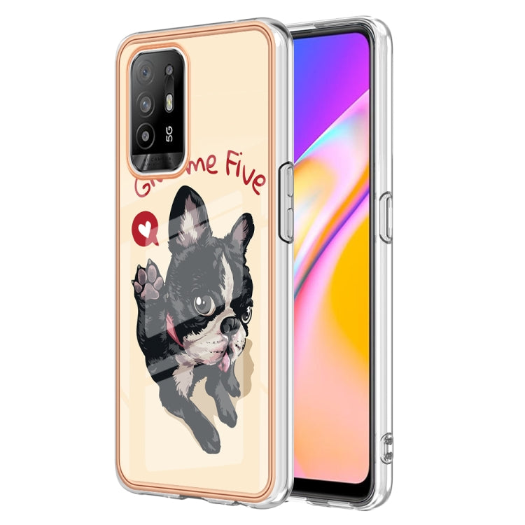 For OPPO A94 5G / A95 5G Electroplating Marble Dual-side IMD Phone Case(Lucky Dog) by buy2fix
