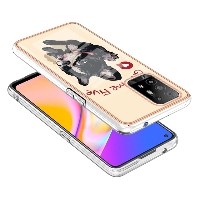 For OPPO A94 5G / A95 5G Electroplating Marble Dual-side IMD Phone Case(Lucky Dog) by buy2fix