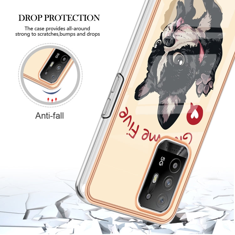 For OPPO A94 5G / A95 5G Electroplating Marble Dual-side IMD Phone Case(Lucky Dog) by buy2fix
