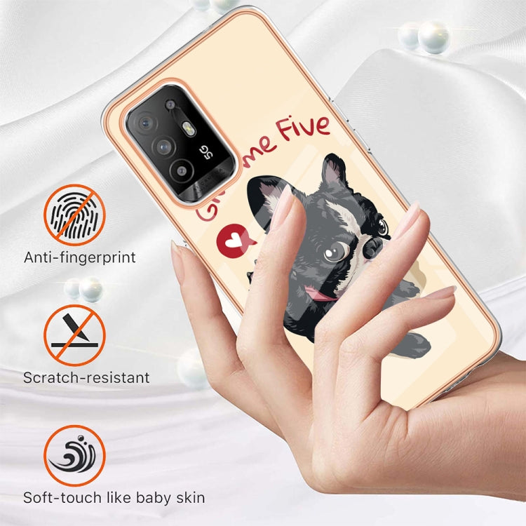 For OPPO A94 5G / A95 5G Electroplating Marble Dual-side IMD Phone Case(Lucky Dog) by buy2fix