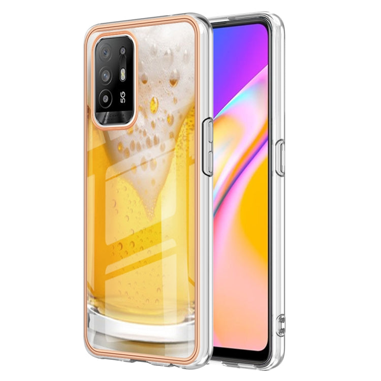 For OPPO A94 5G / A95 5G Electroplating Marble Dual-side IMD Phone Case(Draft Beer) by buy2fix
