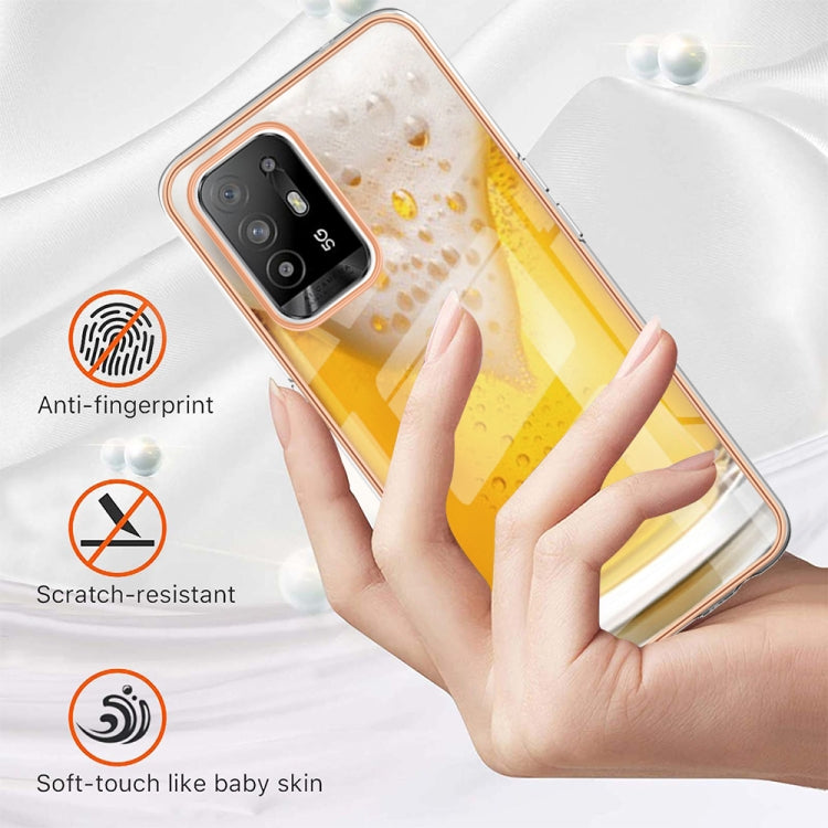 For OPPO A94 5G / A95 5G Electroplating Marble Dual-side IMD Phone Case(Draft Beer) by buy2fix
