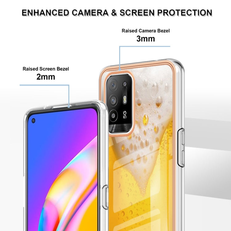 For OPPO A94 5G / A95 5G Electroplating Marble Dual-side IMD Phone Case(Draft Beer) by buy2fix