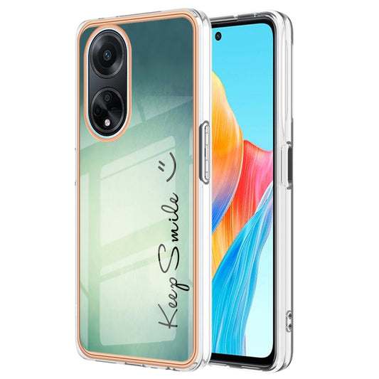 For OPPO A98 Electroplating Marble Dual-side IMD Phone Case(Smile) by buy2fix