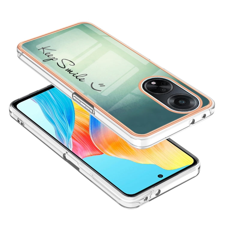 For OPPO A98 Electroplating Marble Dual-side IMD Phone Case(Smile) by buy2fix