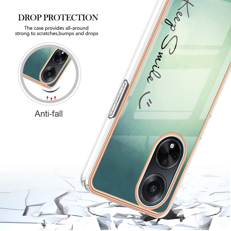 For OPPO A98 Electroplating Marble Dual-side IMD Phone Case(Smile) by buy2fix