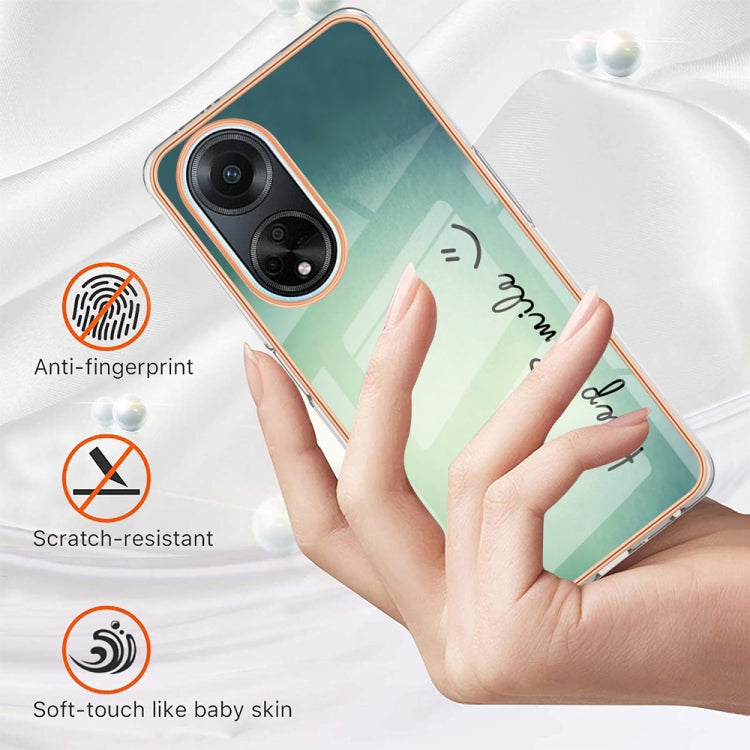 For OPPO A98 Electroplating Marble Dual-side IMD Phone Case(Smile) by buy2fix