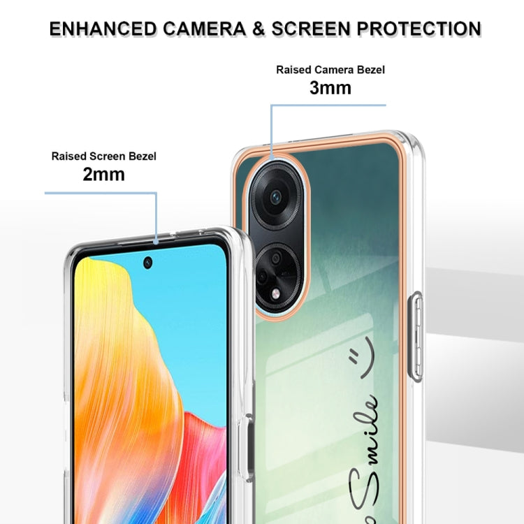 For OPPO A98 Electroplating Marble Dual-side IMD Phone Case(Smile) by buy2fix