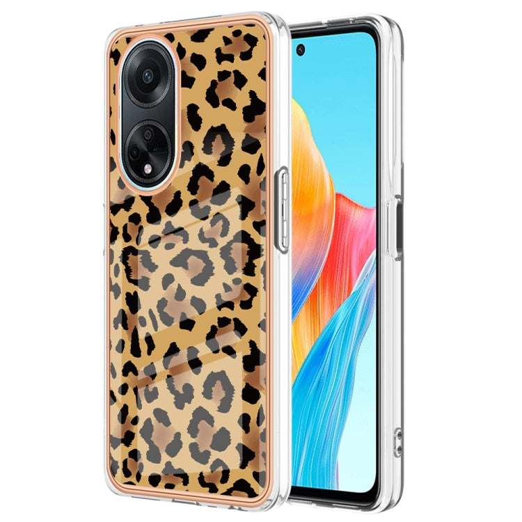 For OPPO A98 Electroplating Marble Dual-side IMD Phone Case(Leopard Print) by buy2fix