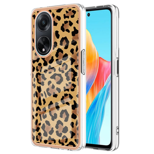 For OPPO A98 Electroplating Marble Dual-side IMD Phone Case(Leopard Print) by buy2fix