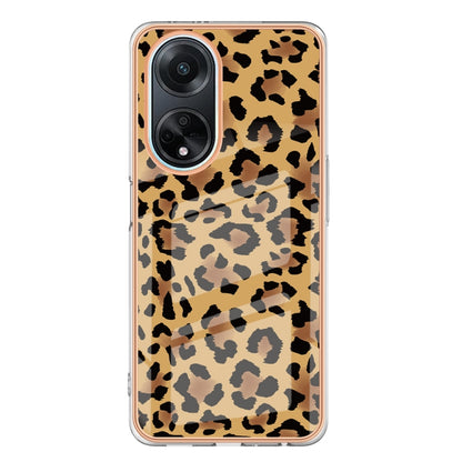 For OPPO A98 Electroplating Marble Dual-side IMD Phone Case(Leopard Print) by buy2fix