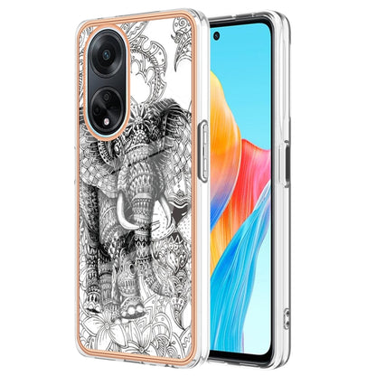 For OPPO A98 Electroplating Marble Dual-side IMD Phone Case(Totem Elephant) by buy2fix