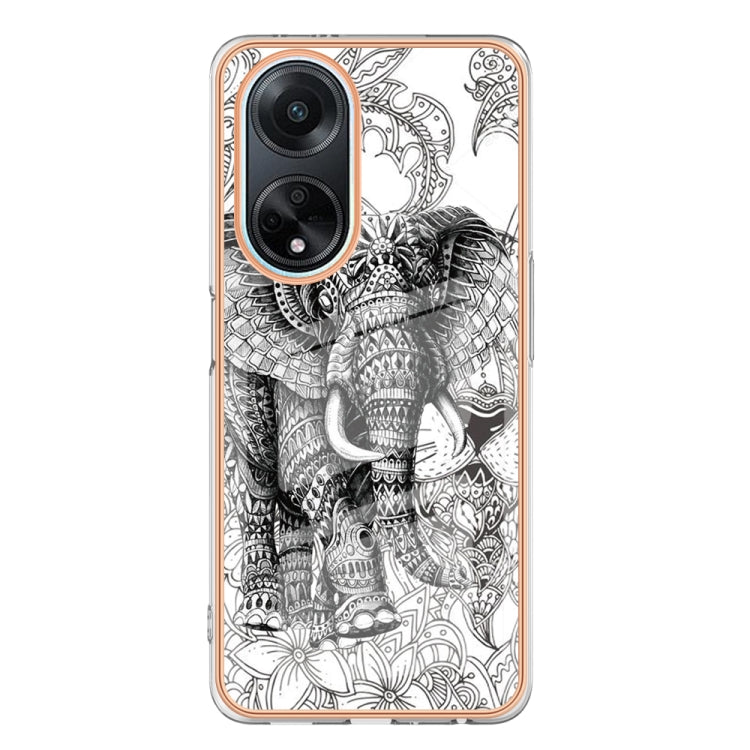 For OPPO A98 Electroplating Marble Dual-side IMD Phone Case(Totem Elephant) by buy2fix