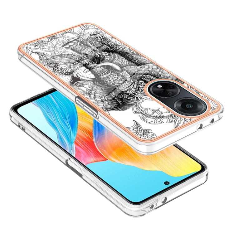 For OPPO A98 Electroplating Marble Dual-side IMD Phone Case(Totem Elephant) by buy2fix