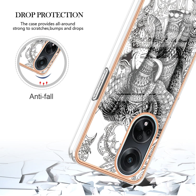 For OPPO A98 Electroplating Marble Dual-side IMD Phone Case(Totem Elephant) by buy2fix
