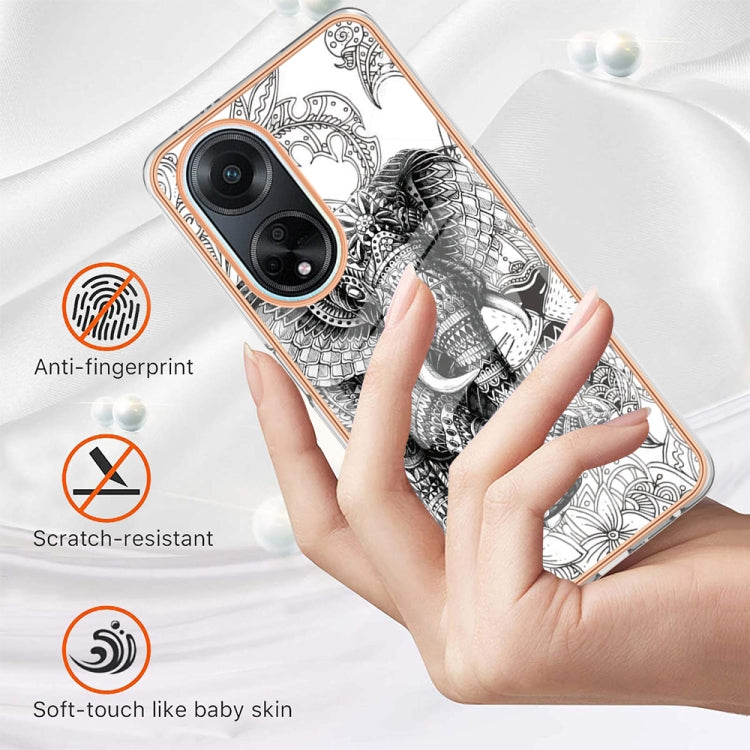 For OPPO A98 Electroplating Marble Dual-side IMD Phone Case(Totem Elephant) by buy2fix