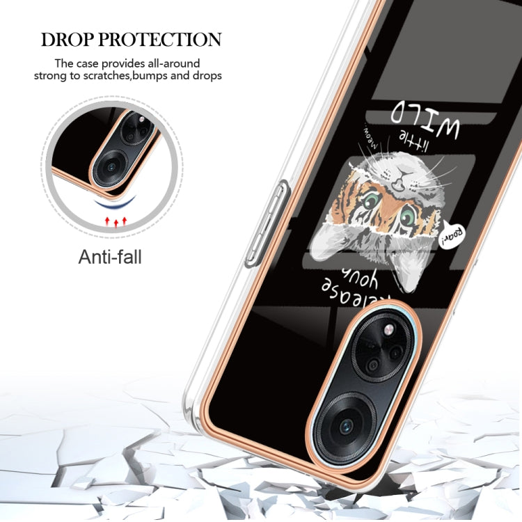 For OPPO A98 Electroplating Marble Dual-side IMD Phone Case(Natural Growth) by buy2fix