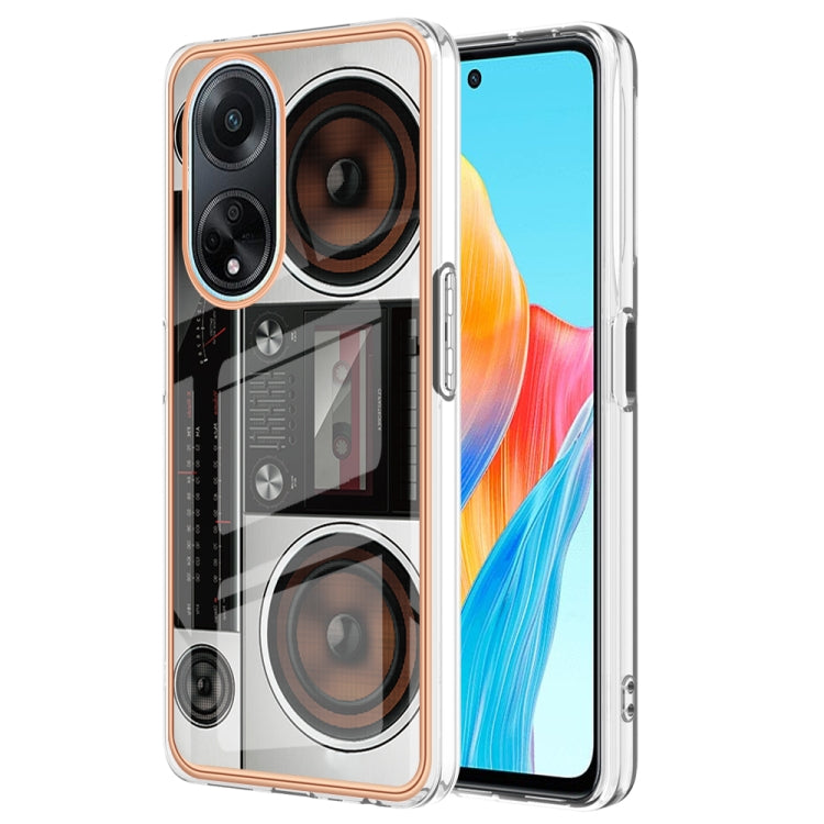 For OPPO A98 Electroplating Marble Dual-side IMD Phone Case(Retro Radio) by buy2fix