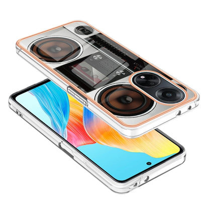 For OPPO A98 Electroplating Marble Dual-side IMD Phone Case(Retro Radio) by buy2fix