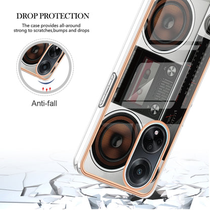 For OPPO A98 Electroplating Marble Dual-side IMD Phone Case(Retro Radio) by buy2fix