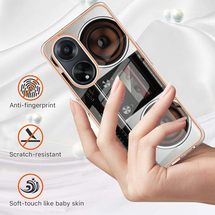 For OPPO A98 Electroplating Marble Dual-side IMD Phone Case(Retro Radio) by buy2fix