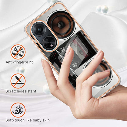 For OPPO A98 Electroplating Marble Dual-side IMD Phone Case(Retro Radio) by buy2fix