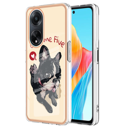 For OPPO A98 Electroplating Marble Dual-side IMD Phone Case(Lucky Dog) by buy2fix