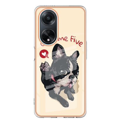 For OPPO A98 Electroplating Marble Dual-side IMD Phone Case(Lucky Dog) by buy2fix