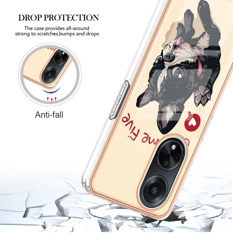 For OPPO A98 Electroplating Marble Dual-side IMD Phone Case(Lucky Dog) by buy2fix