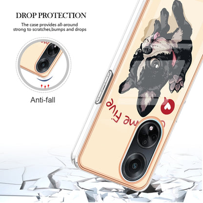 For OPPO A98 Electroplating Marble Dual-side IMD Phone Case(Lucky Dog) by buy2fix