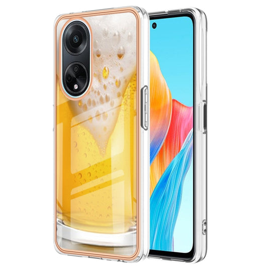 For OPPO A98 Electroplating Marble Dual-side IMD Phone Case(Draft Beer) by buy2fix
