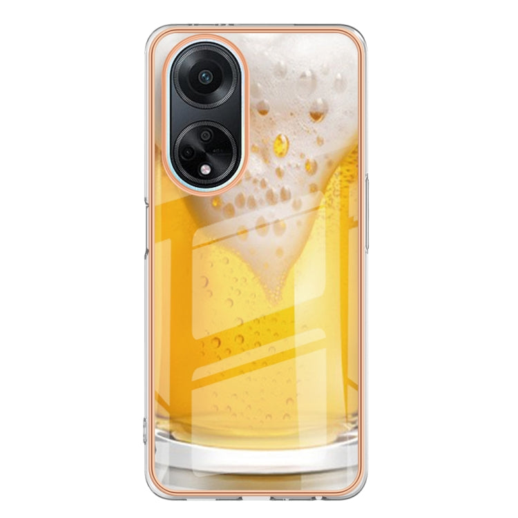 For OPPO A98 Electroplating Marble Dual-side IMD Phone Case(Draft Beer) by buy2fix
