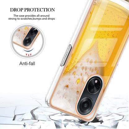 For OPPO A98 Electroplating Marble Dual-side IMD Phone Case(Draft Beer) by buy2fix