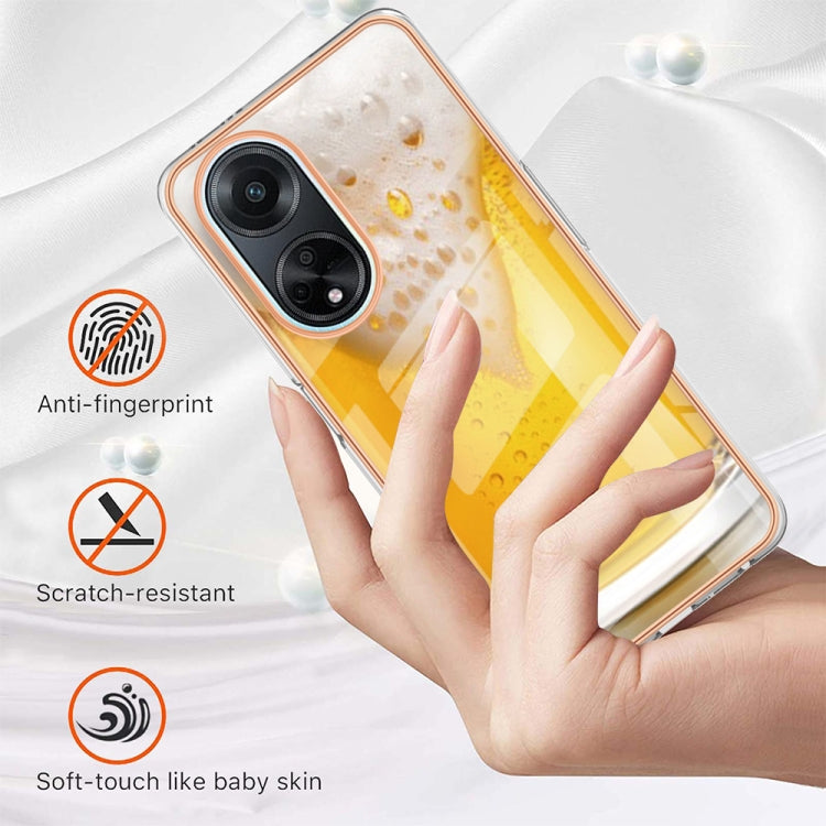 For OPPO A98 Electroplating Marble Dual-side IMD Phone Case(Draft Beer) by buy2fix