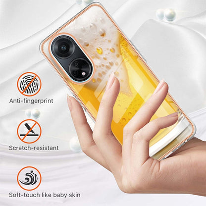 For OPPO A98 Electroplating Marble Dual-side IMD Phone Case(Draft Beer) by buy2fix