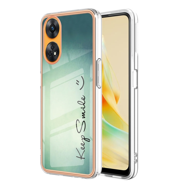 For OPPO Reno8 T 4G Electroplating Marble Dual-side IMD Phone Case(Smile) by buy2fix
