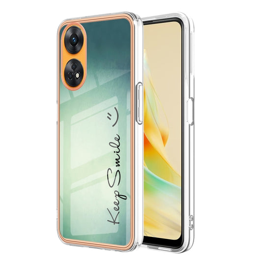For OPPO Reno8 T 4G Electroplating Marble Dual-side IMD Phone Case(Smile) by buy2fix