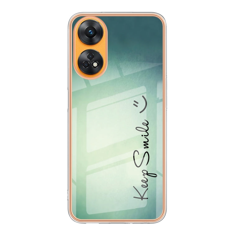 For OPPO Reno8 T 4G Electroplating Marble Dual-side IMD Phone Case(Smile) by buy2fix