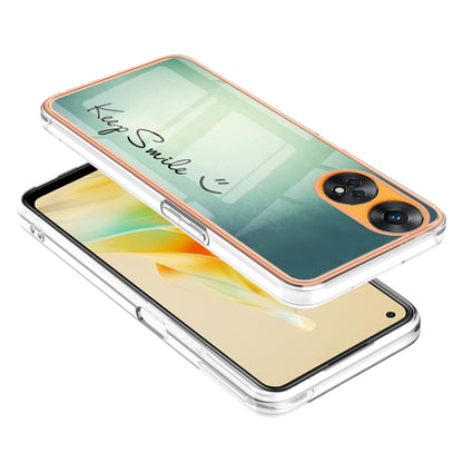 For OPPO Reno8 T 4G Electroplating Marble Dual-side IMD Phone Case(Smile) by buy2fix