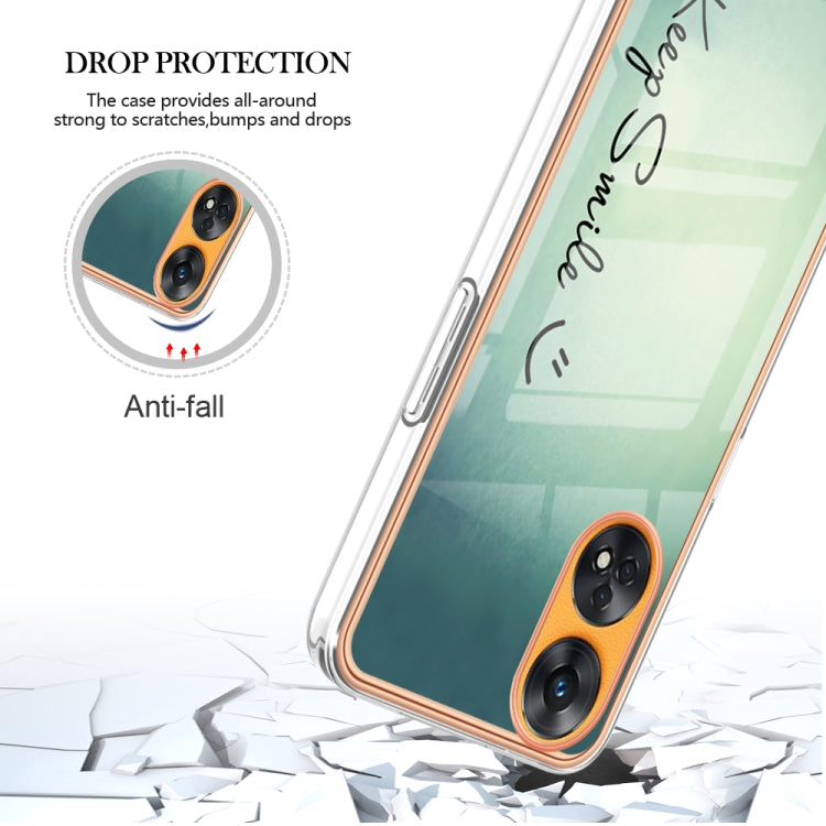 For OPPO Reno8 T 4G Electroplating Marble Dual-side IMD Phone Case(Smile) by buy2fix