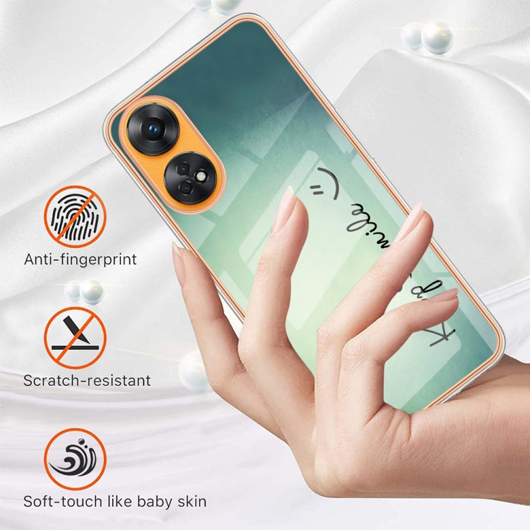 For OPPO Reno8 T 4G Electroplating Marble Dual-side IMD Phone Case(Smile) by buy2fix