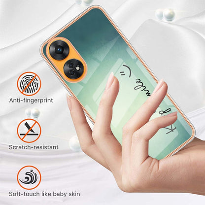 For OPPO Reno8 T 4G Electroplating Marble Dual-side IMD Phone Case(Smile) by buy2fix