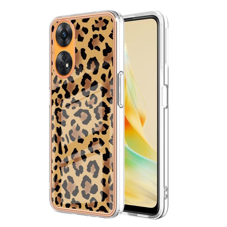 For OPPO Reno8 T 4G Electroplating Marble Dual-side IMD Phone Case(Leopard Print) by buy2fix