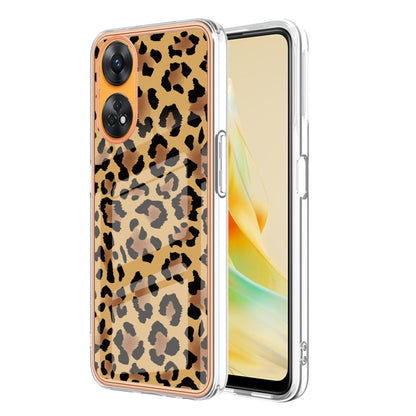For OPPO Reno8 T 4G Electroplating Marble Dual-side IMD Phone Case(Leopard Print) by buy2fix