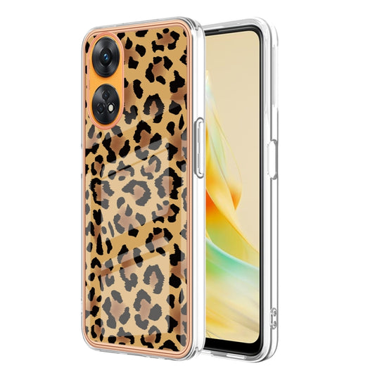 For OPPO Reno8 T 4G Electroplating Marble Dual-side IMD Phone Case(Leopard Print) by buy2fix