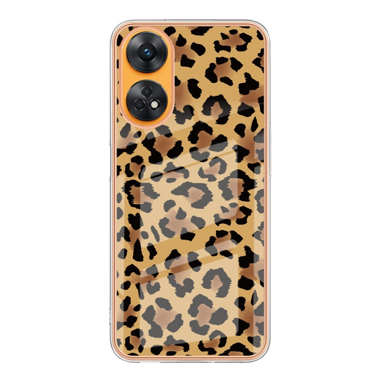 For OPPO Reno8 T 4G Electroplating Marble Dual-side IMD Phone Case(Leopard Print) by buy2fix