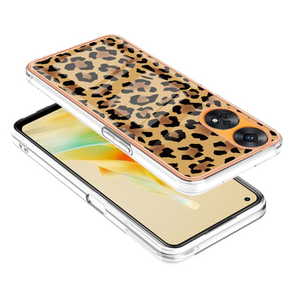 For OPPO Reno8 T 4G Electroplating Marble Dual-side IMD Phone Case(Leopard Print) by buy2fix