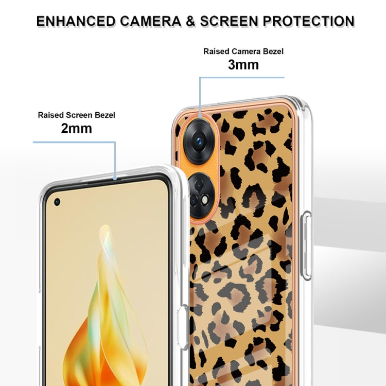For OPPO Reno8 T 4G Electroplating Marble Dual-side IMD Phone Case(Leopard Print) by buy2fix